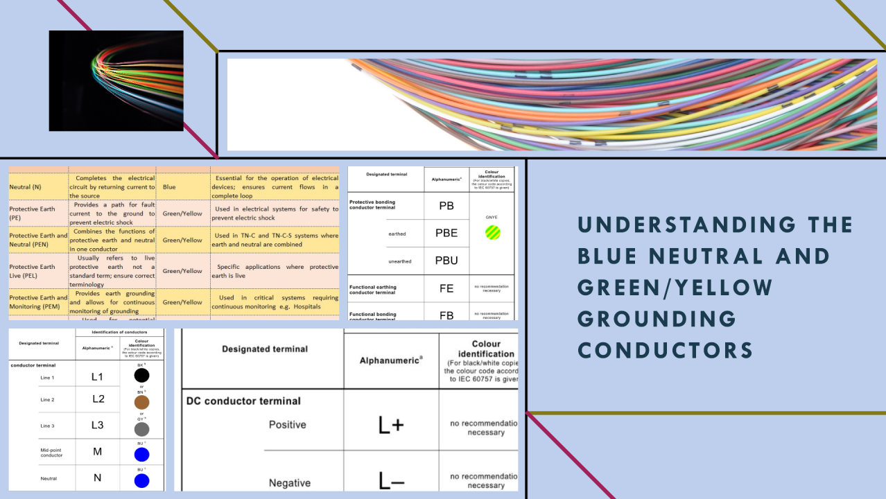 In brief, the blue neutral conductor and the green/yellow grounding conductor.