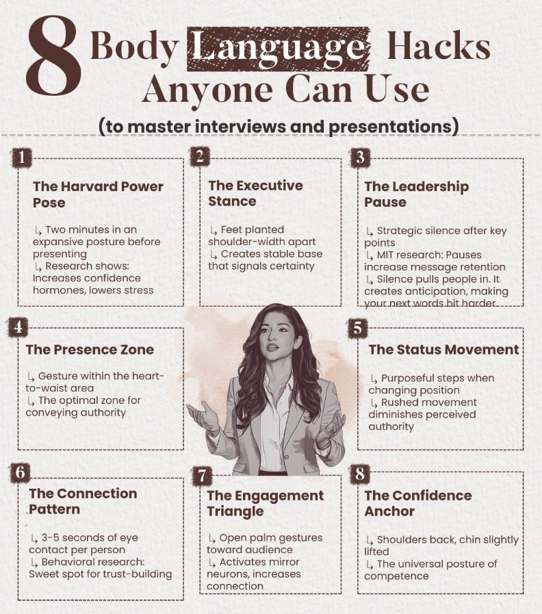 8 Body Language Hacks for Interviews & Presentations