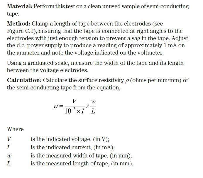 Method of measuring the surface resistivity of semiconducting tapes