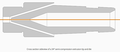 Cross section sideview of a 34° semi-compression extrusion tip and die